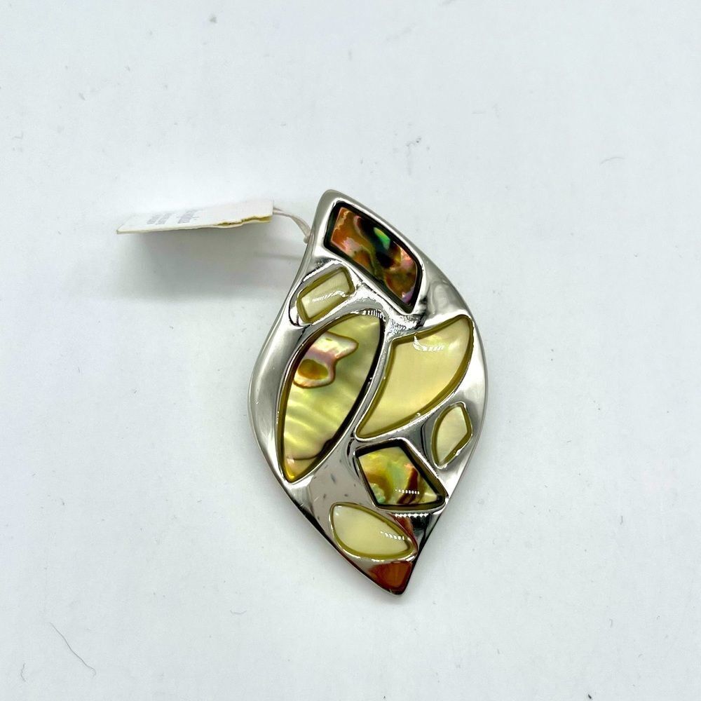Lia Sophia Abstract Mother of Pearl Silvertone NWT
